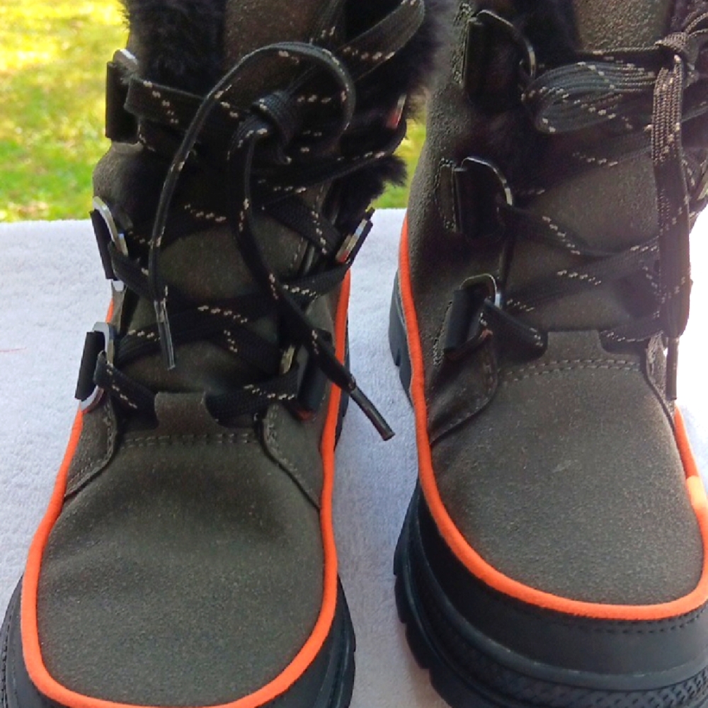 Women's Lace Up Boots - Black and Orange